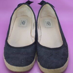 Womens Uggs Black Flat Espadrille Slip On INDAH Shoes